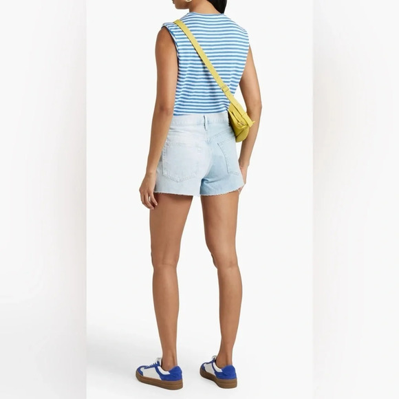 FRAME cut off raw hem Le Brigette Split screen shorts - Picture 2 of 7